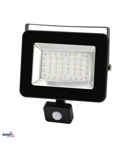 NAŚWIETLACZ LED SMD LOFOT 30W 4000K 2500LM IP65 CZARNY CZ. PIR BEMKO C65-S-LFS-030BL-4K