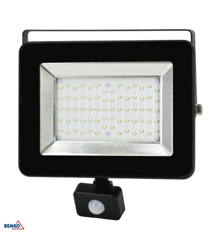 NAŚWIETLACZ LED SMD LOFOT 50W 4000K 4200LM IP65 CZARNY CZ. PIR BEMKO C65-S-LFS-050BL-4K