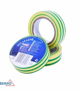 TAŚMA IZOLACYJNA 15x10m ZÓŁTO-ZIELONA/YELLOW-GREEN BEMKO E30-PVC1510YG