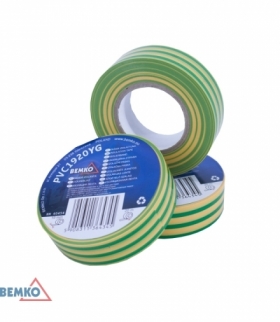 TAŚMA IZOLACYJNA 19x20m ŻÓŁTO-ZIELONA/YELLOW-GREEN BEMKO E30-PVC1920YG