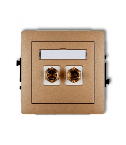 DECO Mechanizm gniazda głośnikowego pojedynczego (typu banan - czerwony i czarny, pozłacany, 4 mm2, skręcany) Karlik 8DGG-4