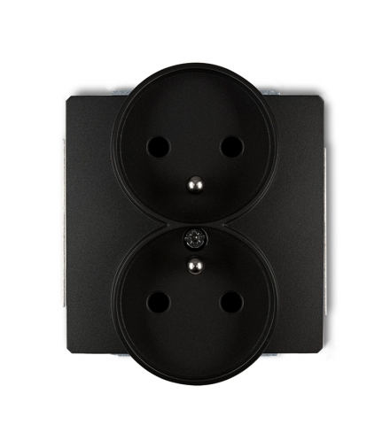 DECO Mechanizm gniazda podwojnego do ramki DECO Soft, z uziemieniem 2x(2P+Z) (przesłony torów prądowych) Karlik 12DGPRSO-2zp