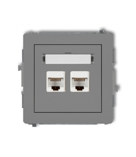 DECO Mechanizm gniazda komputerowego podwójnego 2xRJ45, kat. 6, ekranowane, 8-stykowy Karlik 27DGK-6