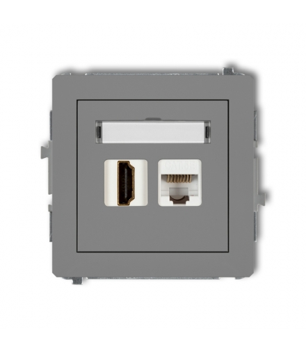 DECO Mechanizm gniazda pojedynczego HDMI 2.0 + gniazda komp. poj. 1xRJ45, kat. 5e, 8-stykowy Karlik 27DGHK