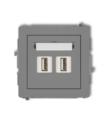 DECO Mechanizm gniazda podwójnego 2xUSB A-A 2.0 Karlik 27DGUSB-2