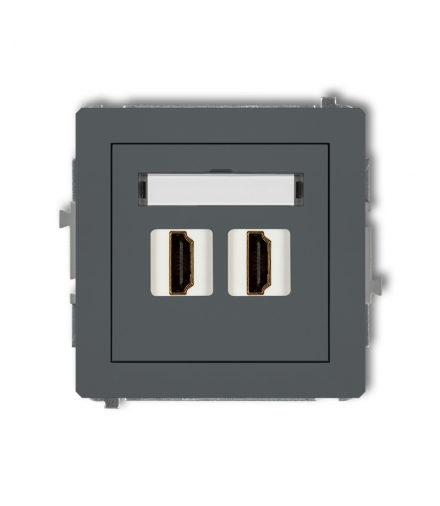 DECO Mechanizm gniazda podwójnego HDMI 1.4 Grafitowy mat Karlik 28DHDMI-2