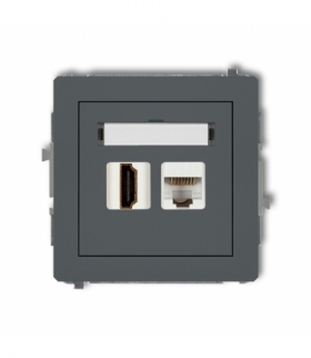 DECO Mechanizm gniazda pojedynczego HDMI 2.0 + gniazda komp. poj. 1xRJ45, kat. 5e, 8-stykowy Karlik 28DGHK