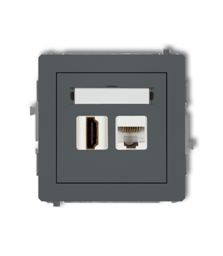 DECO Mechanizm gniazda pojedynczego HDMI 2.0 + gniazda komp. poj. 1xRJ45, kat. 5e, 8-stykowy Karlik 28DGHK