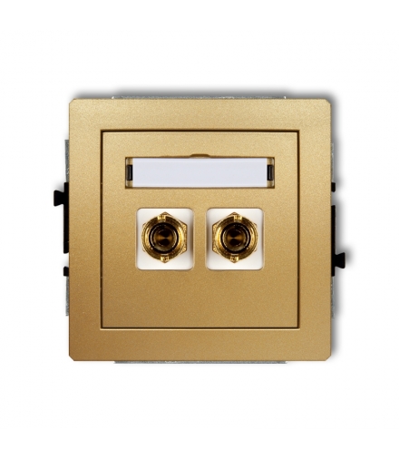 DECO Mechanizm gniazda głośnikowego pojedynczego (typu banan - czerwony i czarny, pozłacany, 4 mm2, skręcany) Karlik 29DGG-4