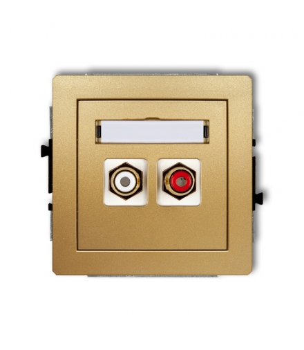 DECO Mechanizm gniazda podwójnego RCA (typu cinch - biały i czerwony, pozłacany) Karlik 29DGRCA-2