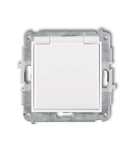 MINI Mechanizm gniazda bryzgoszczelnego z uziemieniem SCHUKO 2P+Z (klapka biała, przesłony torów prądowych) Karlik MGPB-1sp