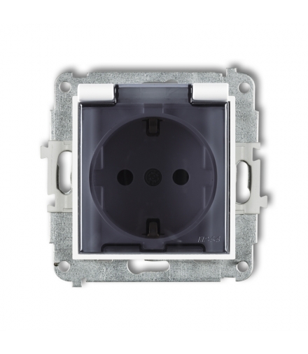 MINI Mechanizm gniazda bryzgoszczelnego z uziemieniem SCHUKO 2P+Z (klapka dymna, przesłony torów prądowych) Karlik MGPB-1sdp