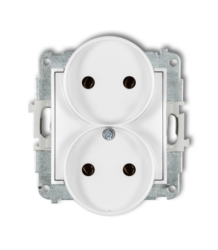 MINI Mechanizm gniazda podwójnego do ramki bez uziemienia 2x2P (bez przesłon torów prądowych) Karlik MGPR-2