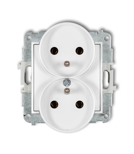 MINI Mechanizm gniazda podwójnego do ramki z uziemieniem 2x(2P+Z) (bez przesłon torów prądowych) Karlik MGPR-2z