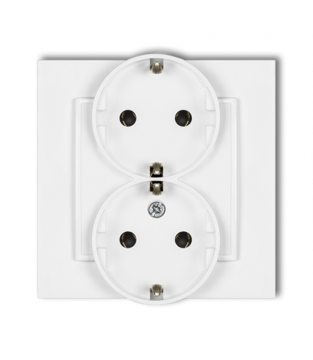 MINI Gniazdo podwójne z uziemieniem SCHUKO 2x(2P+Z) (bez przesłon torów prądowych) Karlik MGP-2s