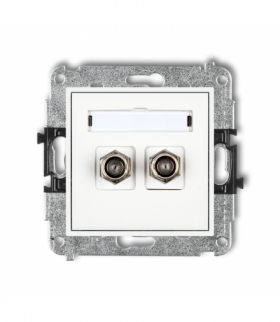 MINI Mechanizm gniazda antenowego podwójnego typu F (SAT) pozłacany Karlik MGF-2.1