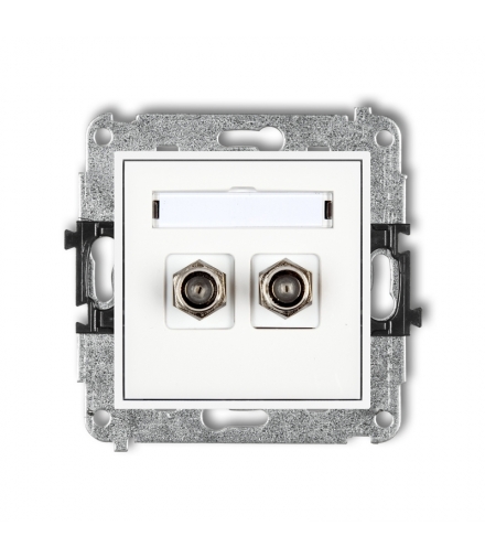 MINI Mechanizm gniazda antenowego podwójnego typu F (SAT) pozłacany Karlik MGF-2.1