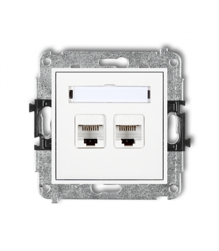 MINI Mechanizm gniazda komputerowego podwójnego 2xRJ45, kat. 5e, 8-stykowy Karlik MGK-2