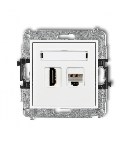 MINI Mechanizm gniazda pojedynczego HDMI 2.0 + gniazda komp. poj. 1xRJ45, kat. 5e, 8-stykowy Karlik MGHK