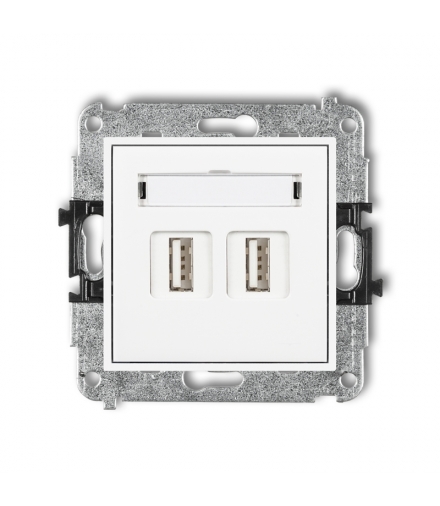 MINI Mechanizm gniazda podwójnego 2xUSB A-A 2.0 Karlik MGUSB-2