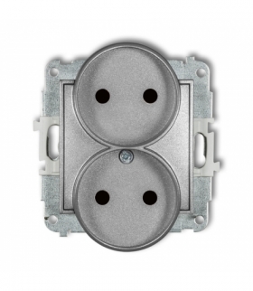 MINI Mechanizm gniazda podwójnego do ramki bez uziemienia 2x2P (przesłony torów prądowych) Karlik 7MGPR-2p