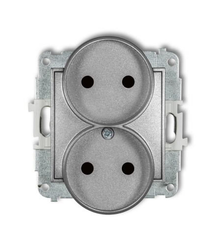 MINI Mechanizm gniazda podwójnego do ramki bez uziemienia 2x2P (przesłony torów prądowych) Karlik 7MGPR-2p