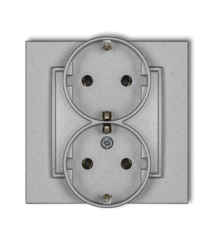 MINI Gniazdo podwójne z uziemieniem SCHUKO 2x(2P+Z) (bez przesłon torów prądowych) Karlik 7MGP-2s