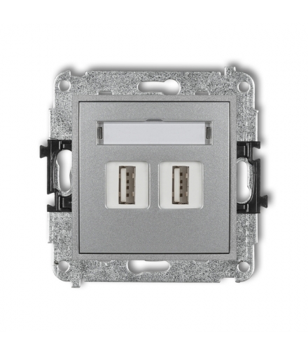 MINI Mechanizm gniazda podwójnego 2xUSB A-A 2.0 Karlik 7MGUSB-2