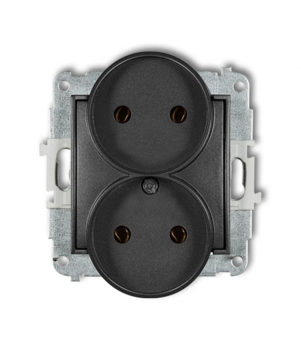 MINI Mechanizm gniazda podwójnego do ramki bez uziemienia 2x2P (bez przesłon torów prądowych) Karlik 11MGPR-2
