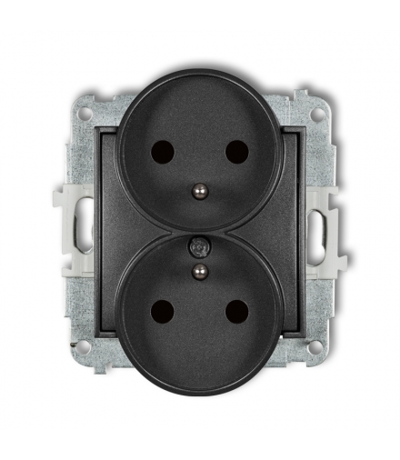 MINI Mechanizm gniazda podwójnego do ramki z uziemieniem 2x(2P+Z) (przesłony torów prądowych) Karlik 11MGPR-2zp