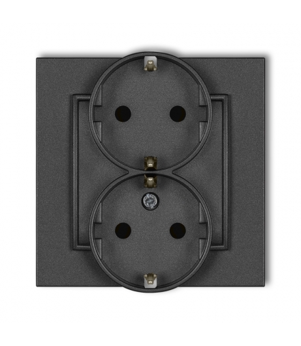 MINI Gniazdo podwójne z uziemieniem SCHUKO 2x(2P+Z) (przesłony torów prądowych) Karlik 11MGP-2sp