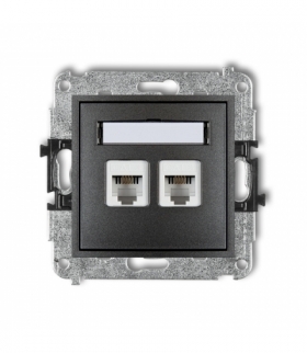 MINI Mechanizm gniazda telefonicznego podwójnego 2xRJ11, 4-stykowy, beznarzędziowe Karlik 11MGT-2