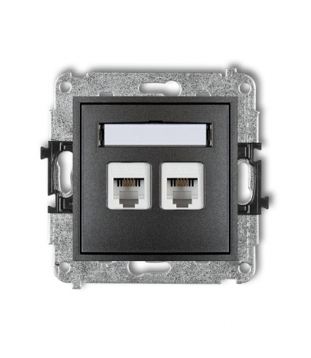 MINI Mechanizm gniazda telefonicznego podwójnego 2xRJ11, 4-stykowy, beznarzędziowe Karlik 11MGT-2