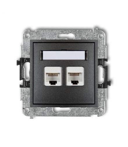 MINI Mechanizm gniazda komputerowego podwójnego 2xRJ45, kat. 5e, 8-stykowy Karlik 11MGK-2
