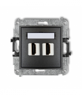 MINI Mechanizm gniazda podwójnego HDMI 1.4 Grafitowy Karlik 11MHDMI-2