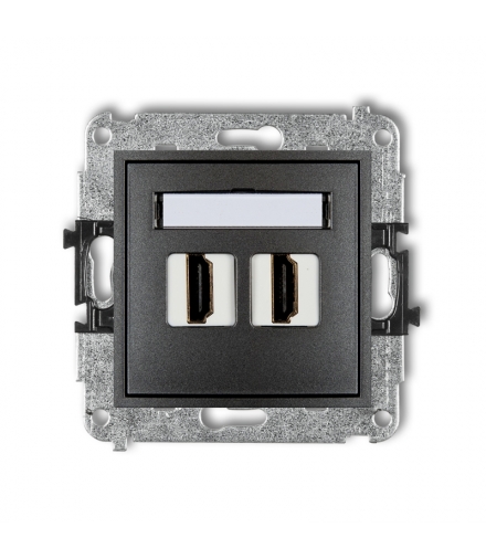 MINI Mechanizm gniazda podwójnego HDMI 1.4 Grafitowy Karlik 11MHDMI-2
