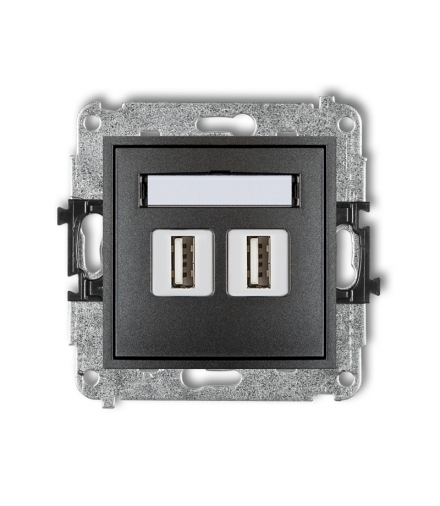 MINI Mechanizm gniazda podwójnego 2xUSB A-A 2.0 Karlik 11MGUSB-2