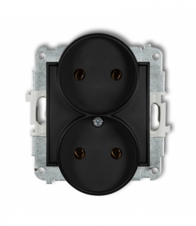 MINI Mechanizm gniazda podwójnego do ramki bez uziemienia 2x2P (bez przesłon torów prądowych) Karlik 12MGPR-2