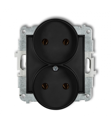 MINI Mechanizm gniazda podwójnego do ramki bez uziemienia 2x2P (bez przesłon torów prądowych) Karlik 12MGPR-2