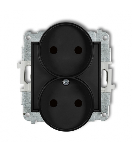 MINI Mechanizm gniazda podwójnego do ramki bez uziemienia 2x2P (przesłony torów prądowych) Karlik 12MGPR-2p