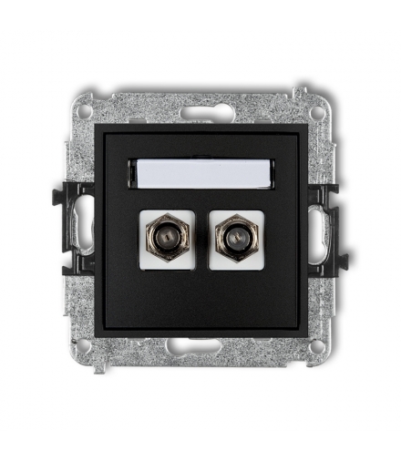 MINI Mechanizm gniazda antenowego podwójnego typu F (SAT) pozłacany Karlik 12MGF-2.1