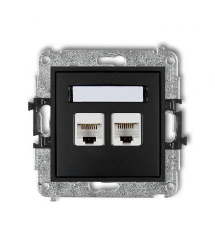 MINI Mechanizm gniazda komputerowego podwójnego 2xRJ45, kat. 5e, 8-stykowy Karlik 12MGK-2