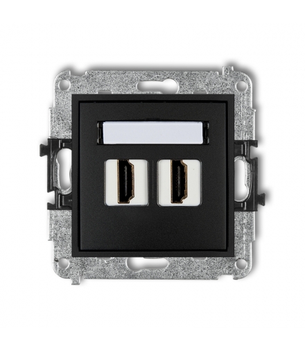 MINI Mechanizm gniazda podwójnego HDMI 1.4 Czarny mat Karlik 12MHDMI-2