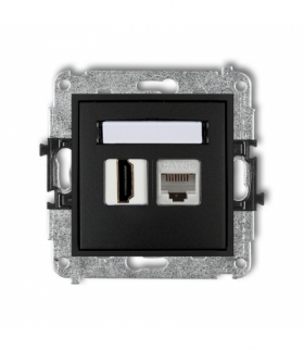 MINI Mechanizm gniazda pojedynczego HDMI 2.0 + gniazda komp. poj. 1xRJ45, kat. 5e, 8-stykowy Karlik 12MGHK