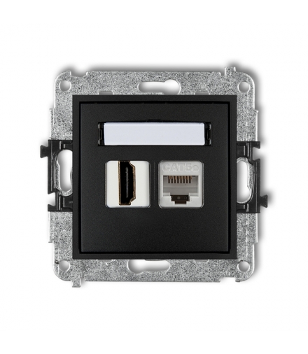 MINI Mechanizm gniazda pojedynczego HDMI 2.0 + gniazda komp. poj. 1xRJ45, kat. 5e, 8-stykowy Karlik 12MGHK