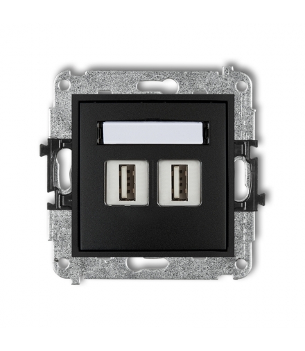 MINI Mechanizm gniazda podwójnego 2xUSB A-A 2.0 Karlik 12MGUSB-2