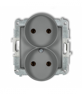 MINI Mechanizm gniazda podwójnego do ramki bez uziemienia 2x2P (bez przesłon torów prądowych) Karlik 27MGPR-2