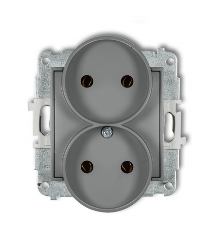 MINI Mechanizm gniazda podwójnego do ramki bez uziemienia 2x2P (bez przesłon torów prądowych) Karlik 27MGPR-2