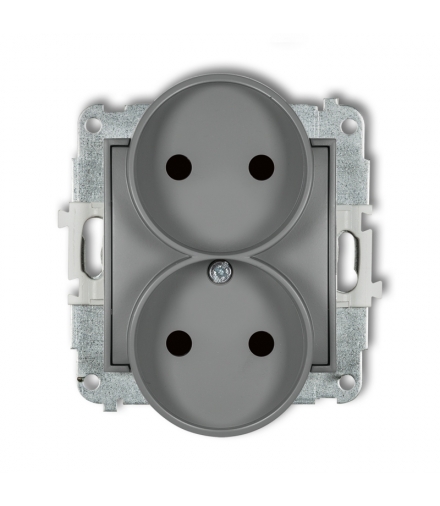 MINI Mechanizm gniazda podwójnego do ramki bez uziemienia 2x2P (przesłony torów prądowych) Karlik 27MGPR-2p