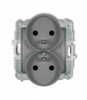 MINI Mechanizm gniazda podwójnego do ramki z uziemieniem 2x(2P+Z) (przesłony torów prądowych) Karlik 27MGPR-2zp